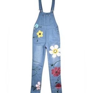 Comfy MISSLOOK denim floral overalls